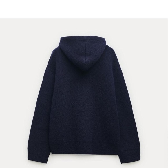Zara Navy Blue Women's wool hooded Sweater medium - Picture 9 of 9